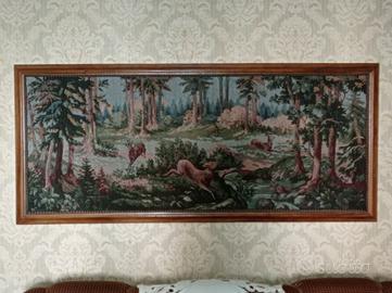 ARAZZO VINTAGE CON SCENA DI CACCIA E CORNICE
