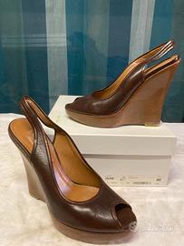 Sandali RAMIREZ a zeppa alta, pelle marrone tg.40