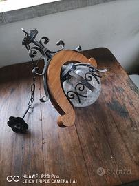 LAMPADARIO TAVERNETTA O PORTICO FERRO BATTUTO