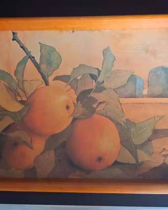 Vassoio in legno vintage con disegno frutta