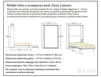 Letto matrimoniale a scomparsa