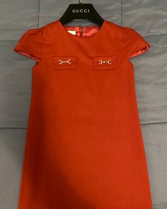 Abito GUCCI bambina col. rosso pompeiano taglia 4y