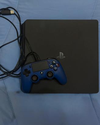 PS4 Slim 500GB + controller originale blu + cavi