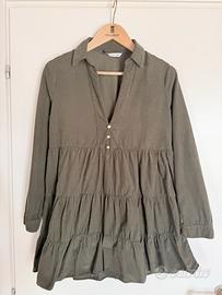 Abito tunica blusa zara nuovo verde in velluto