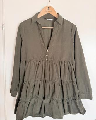 Abito tunica blusa zara nuovo verde in velluto