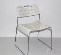 Sedia omstack design lamiera bianca vintage