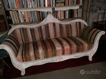 Divanetto ottomana in noce fine '800 stile shabby