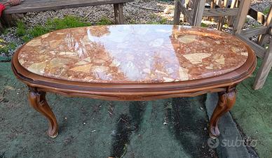 Tavolino da Salotto Ovale in Marmo Pregiato 