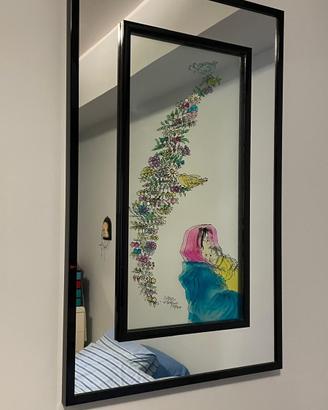 Elegante quadro specchio dipinto a mano