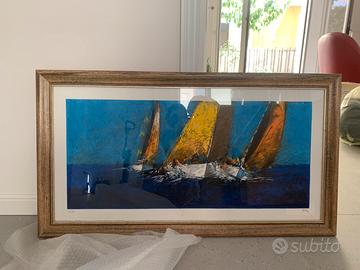 Quadro moderno “Regata in mare” firmato e numerato