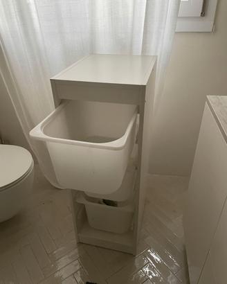 Mobile Salvaspazio Bianco 3 Cassetti/Vasche