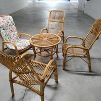 4 poltrone da giardino con tavolo basso,