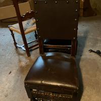 Coppia di sedie in pelle marroni scuro vintage