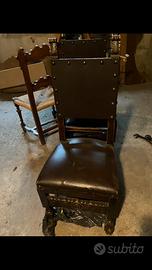 Coppia di sedie in pelle marroni scuro vintage