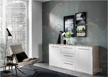 Credenza moderna 2 ante e 3 cassetti centrali