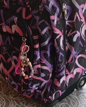 zaino seven trolley da bambina con cuori rosa