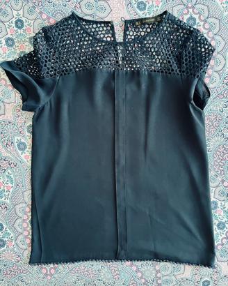 Blusa Zara Basic color blu mare,