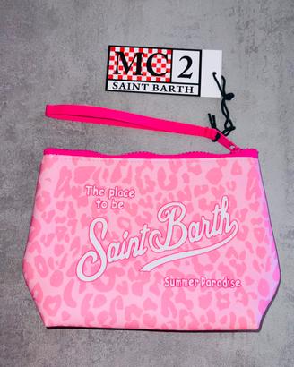 Pochette Saint Barth rosa leopardata nuova