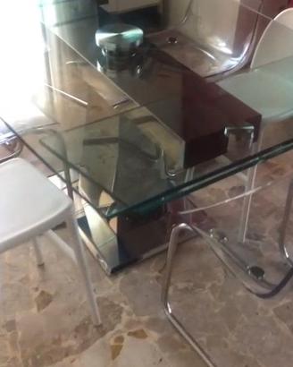 ENTERPRISE: tavolo in vetro e acciaio allungabile