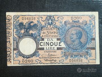 Cinque Lire Spl++  Vittorio Emanuele III del 1923