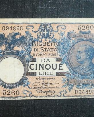 Cinque Lire Spl++  Vittorio Emanuele III del 1923