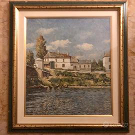 Dipinto paesaggio  XX secolo, bella cornice