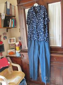 N.2 pezzi:camicia blu+pantaloni tg. grandi(E 3/E 4