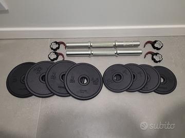 Set manubri 12 kg dischi ghisa palestra a casa