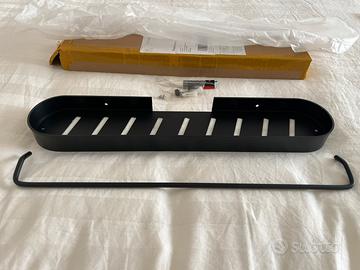 Mensola di metallo nera con porta salviette nuova