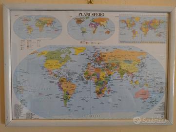 Planisfero politico in cornice bianca