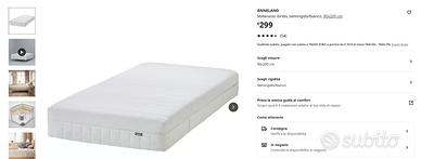Materasso Ikea ANNELAND singolo 90 x 200 24cm