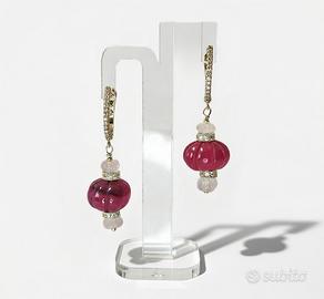 Orecchini con Rubini e Quarzo Rosa Naturali