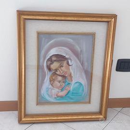 QUADRO MADONNA CON BAMBINO DIPINTO ORIG. ARMANI