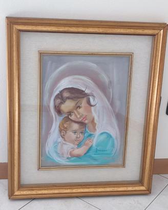 QUADRO MADONNA CON BAMBINO DIPINTO ORIG. ARMANI