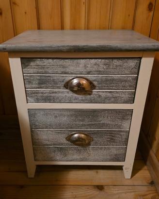 2 comodini in legno in stile shabby chic