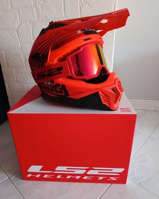 casco Ls2 con visiera Rosso/Arancione  taglia S