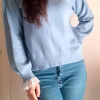 Maglione girocollo celeste taglia M/L