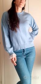 Maglione girocollo celeste taglia M/L