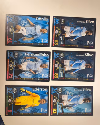 Lotto 6 Carte Match Attax 2018/19 Manchester City