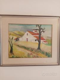 Quadro villa, cornice color argento.