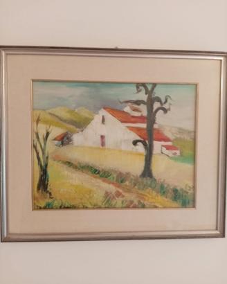 Quadro villa, cornice color argento.