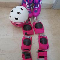 Roller + set protezioni + caschi roller/bici