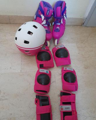 Roller + set protezioni + caschi roller/bici