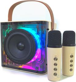 Karaoke Portatile Cassa Bluetooth 2 Microfoni Led