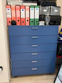 Cassettiera 6 Cassetti Blu e Bianca