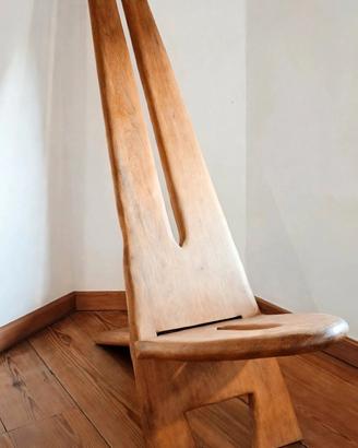 Sedia Scultura Africana in Legno Massello