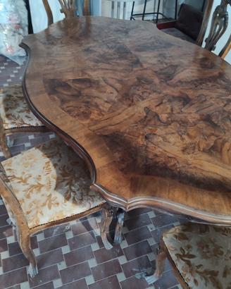 tavolo vintage con 6 sedie