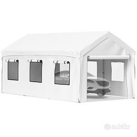 Gazebo Bianco Tenda per Posto Auto da Esterno 8 Pa