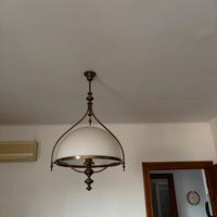 Lampadario  stile liberty in vetro bianco