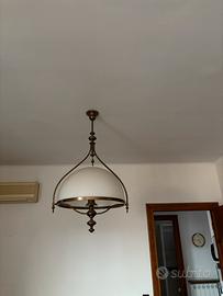 Lampadario  stile liberty in vetro bianco